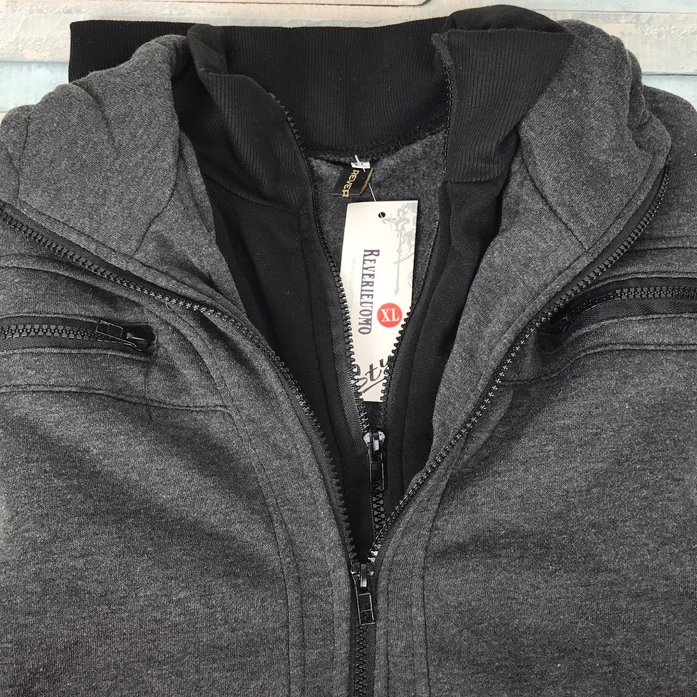 Reverievomo Men’s Gray Hoodie Sweatshirt